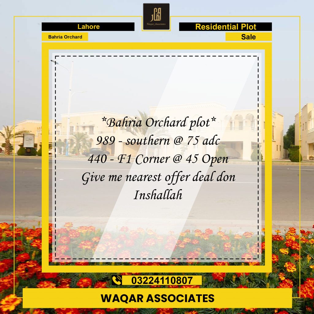 Residential Plot for Sale in Bahria Orchard, Lahore - (BP-356512)