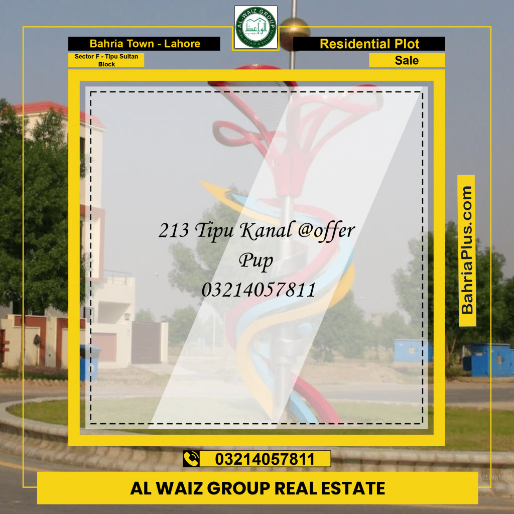 1 Kanal Residential Plot for Sale in Sector F - Tipu Sultan Block -  Bahria Town, Lahore - (BP-356519)