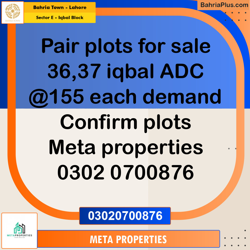 10 Marla Residential Plot for Sale in Sector E - Iqbal Block -  Bahria Town, Lahore - (BP-356535)