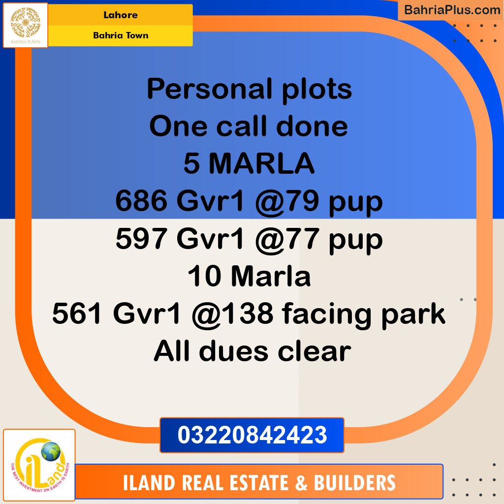 Residential Plot for Sale in Bahria Town, Lahore - (BP-356622)