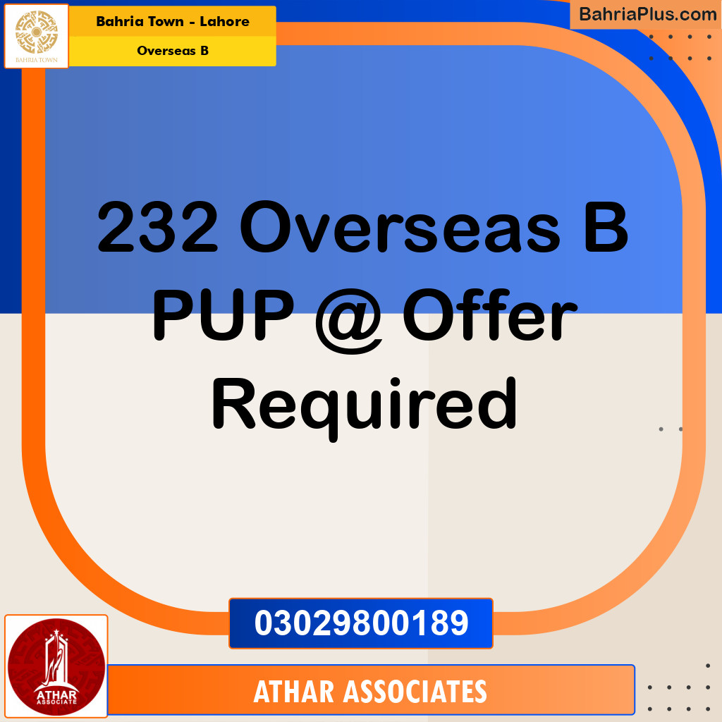 10 Marla Residential Plot for Sale in Overseas B -  Bahria Town, Lahore - (BP-356652)