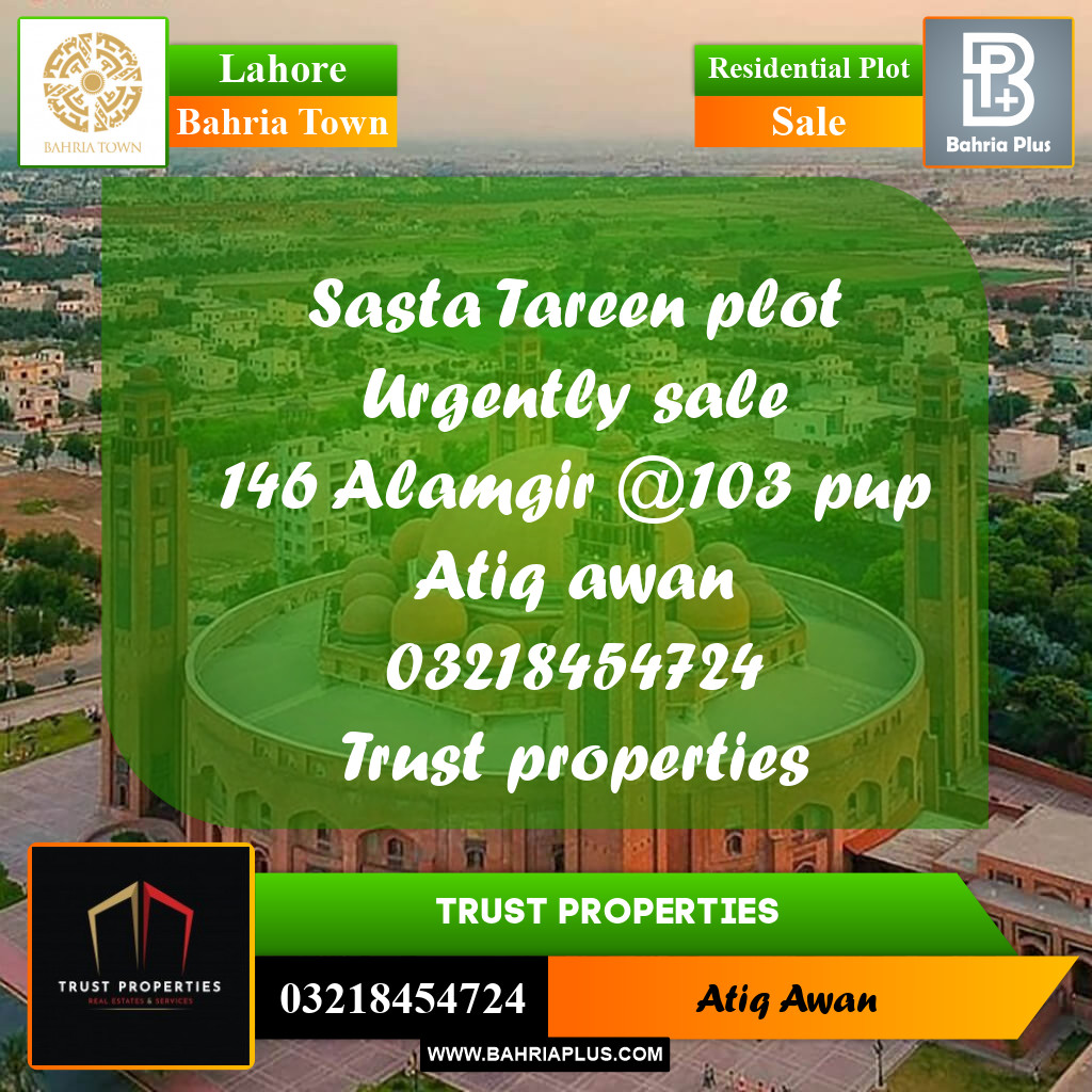 Residential Plot for Sale in Bahria Town, Lahore - (BP-356702)