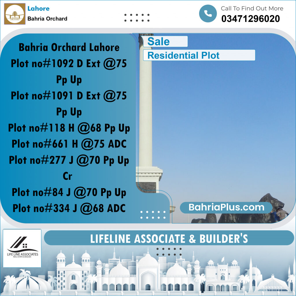 8 Marla Residential Plot for Sale in Bahria Orchard, Lahore - (BP-356732)