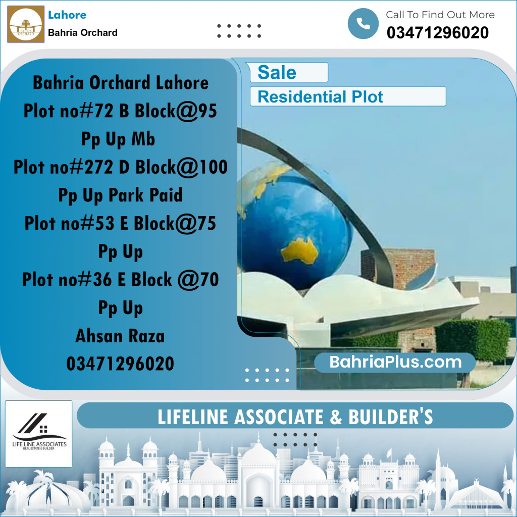 8 Marla Residential Plot for Sale in Bahria Orchard, Lahore - (BP-356786)