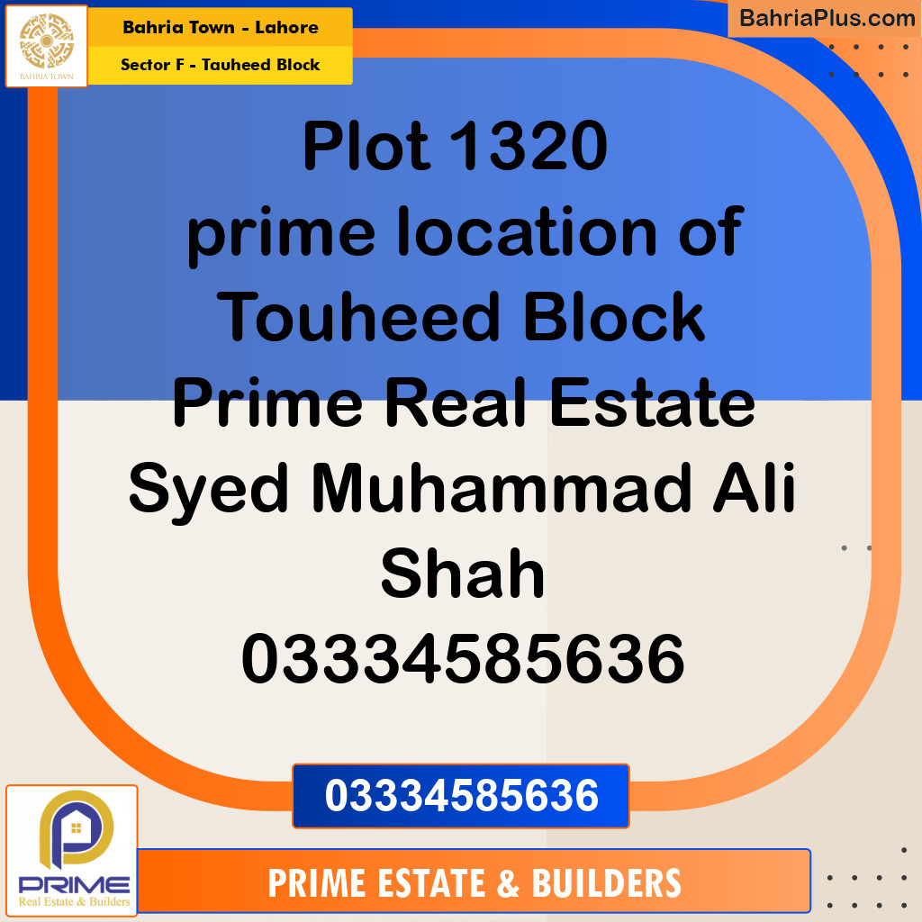 8 Marla Residential Plot for Sale in Sector F - Tauheed Block -  Bahria Town, Lahore - (BP-356796)