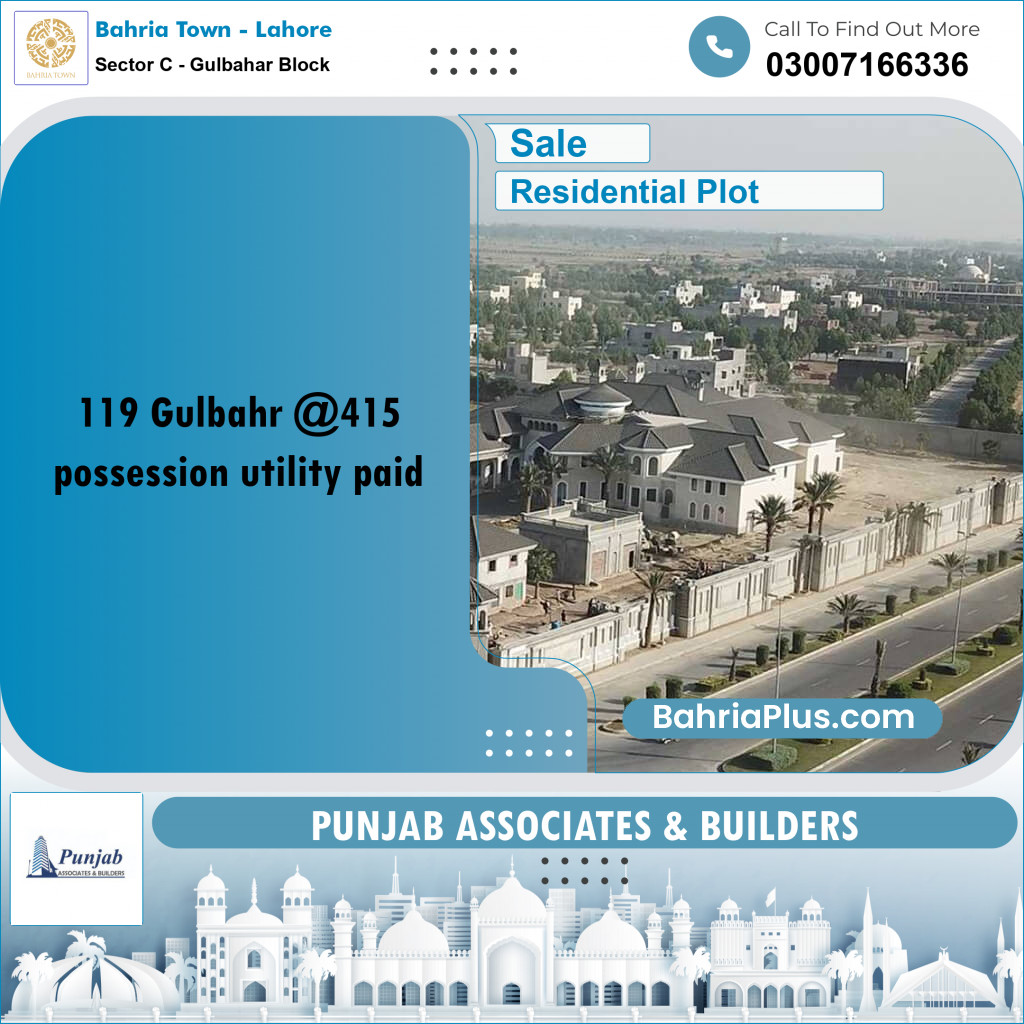 Residential Plot for Sale in Sector C - Gulbahar Block -  Bahria Town, Lahore - (BP-356824)