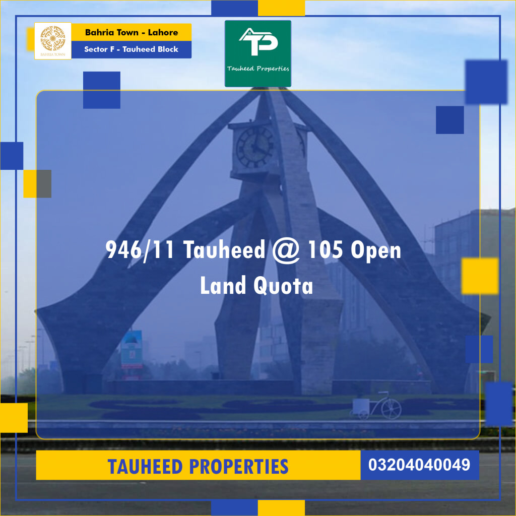 10 Marla Residential Plot for Sale in Sector F - Tauheed Block -  Bahria Town, Lahore - (BP-356825)
