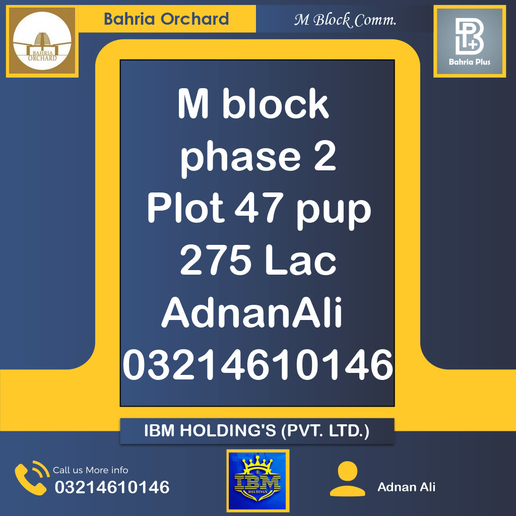 5 Marla Residential Plot for Sale in Phase 2 - M Block Commercial -  Bahria Orchard, Lahore - (BP-356872)