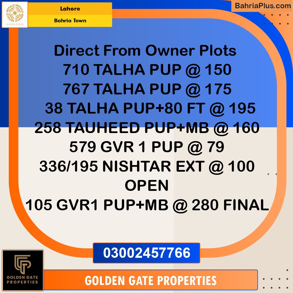 Residential Plot for Sale in Bahria Town, Lahore - (BP-356879)