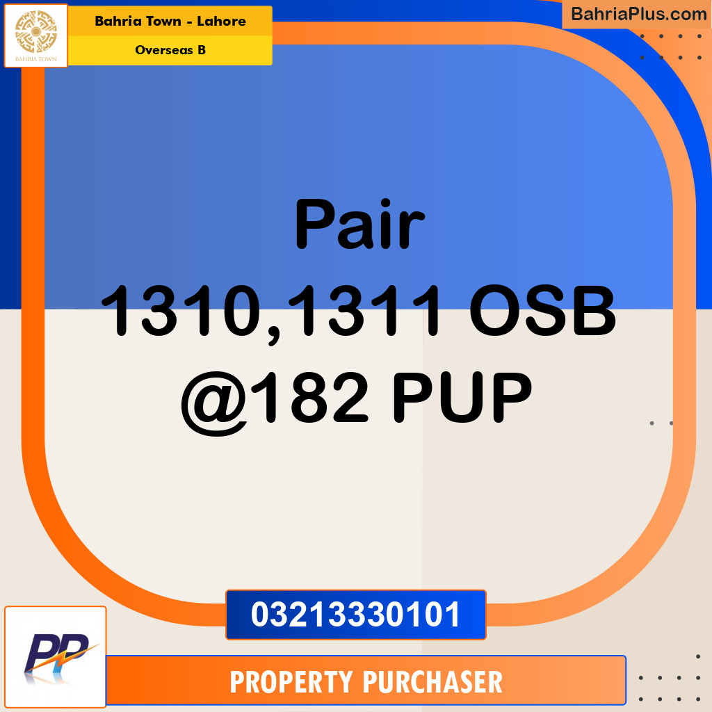 10 Marla Residential Plot for Sale in Overseas B -  Bahria Town, Lahore - (BP-356906)