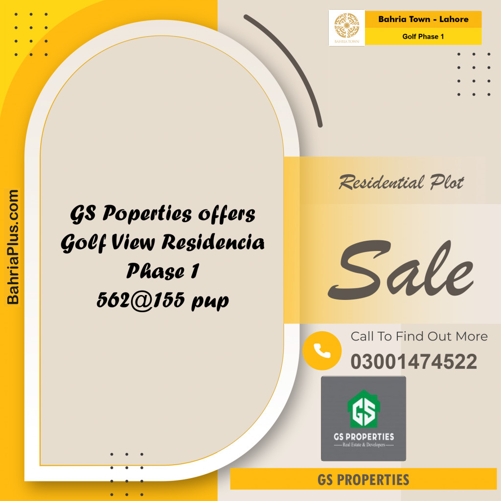10 Marla Residential Plot for Sale in Golf Phase 1 -  Bahria Town, Lahore - (BP-356912)