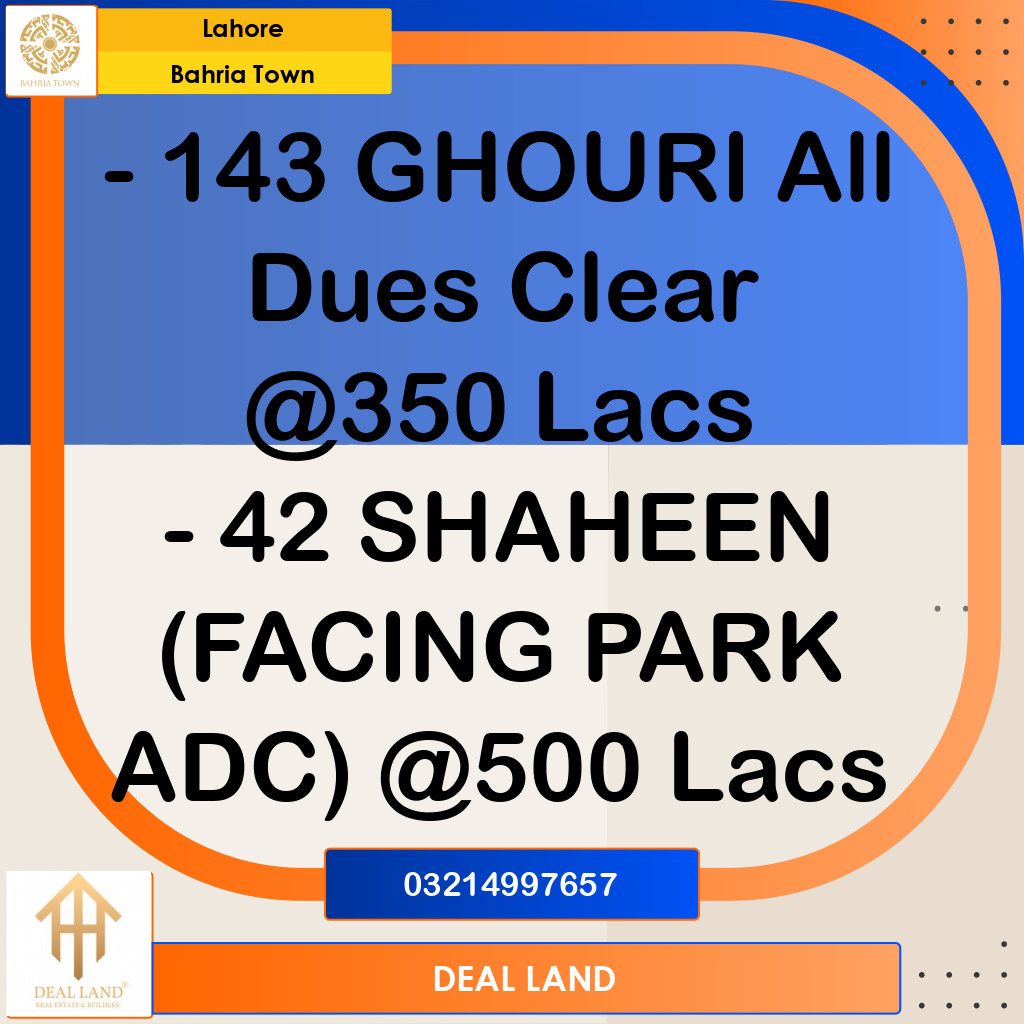 Residential Plot for Sale in Bahria Town, Lahore - (BP-356943)