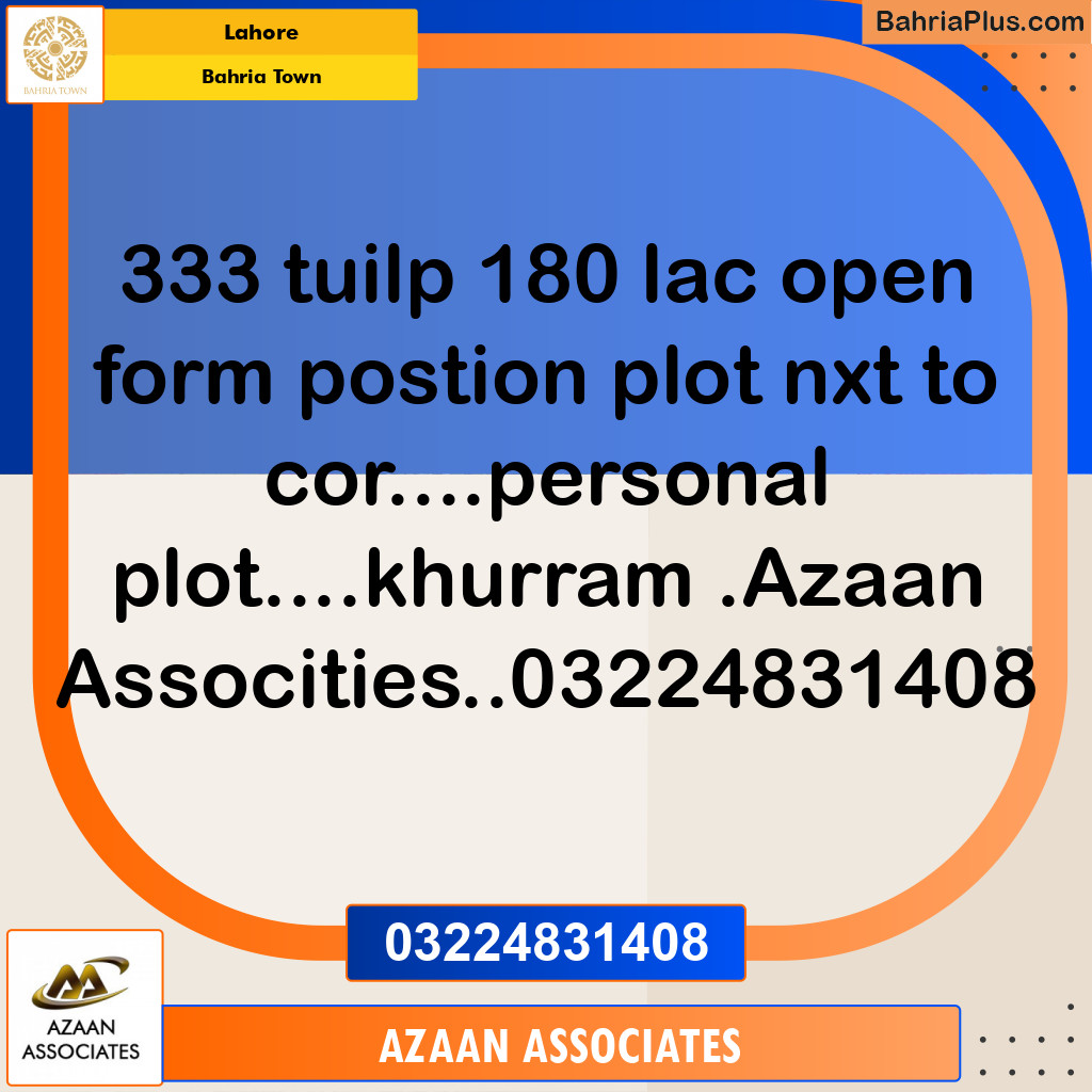 10 Marla Residential Plot for Sale in Bahria Town, Lahore - (BP-356963)