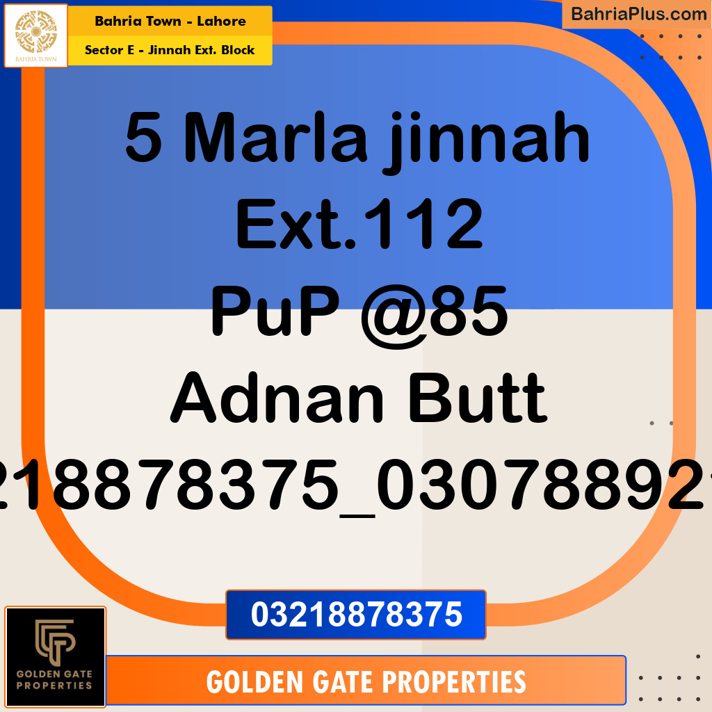 5 Marla Residential Plot for Sale in Sector E - Jinnah Ext. Block -  Bahria Town, Lahore - (BP-356970)