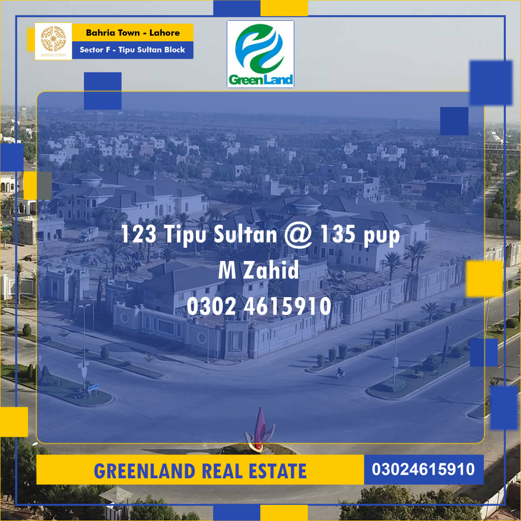 10 Marla Residential Plot for Sale in Sector F - Tipu Sultan Block -  Bahria Town, Lahore - (BP-356997)