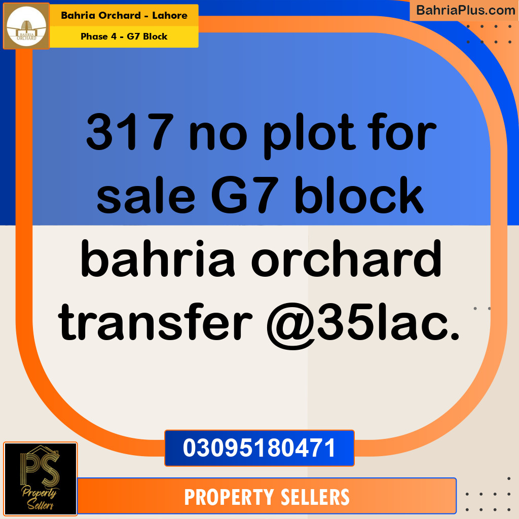 5 Marla Residential Plot for Sale in Phase 4 - G7 Block -  Bahria Orchard, Lahore - (BP-357016)