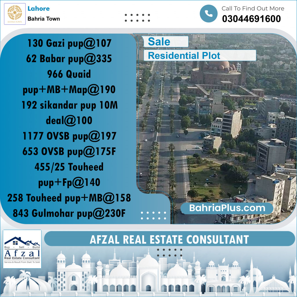 Residential Plot for Sale in Bahria Town, Lahore - (BP-357054)