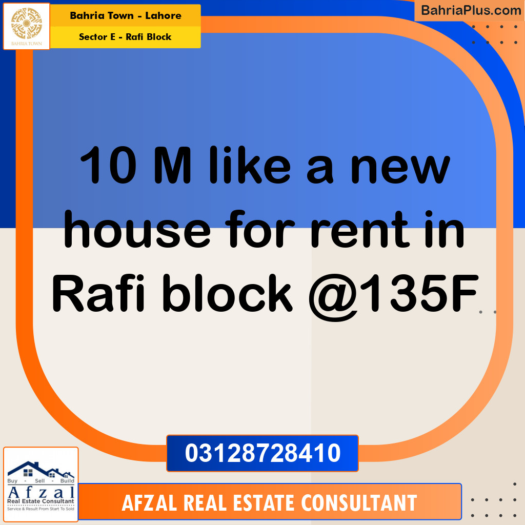 10 Marla Residential House for Rent in Sector E - Rafi Block -  Bahria Town, Lahore - (BP-357086)