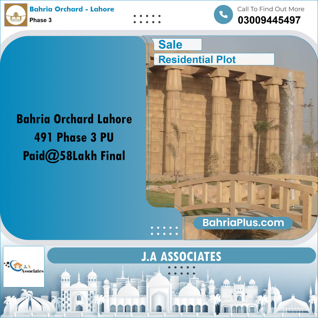 8 Marla Residential Plot for Sale in Phase 3 -  Bahria Orchard, Lahore - (BP-357115)