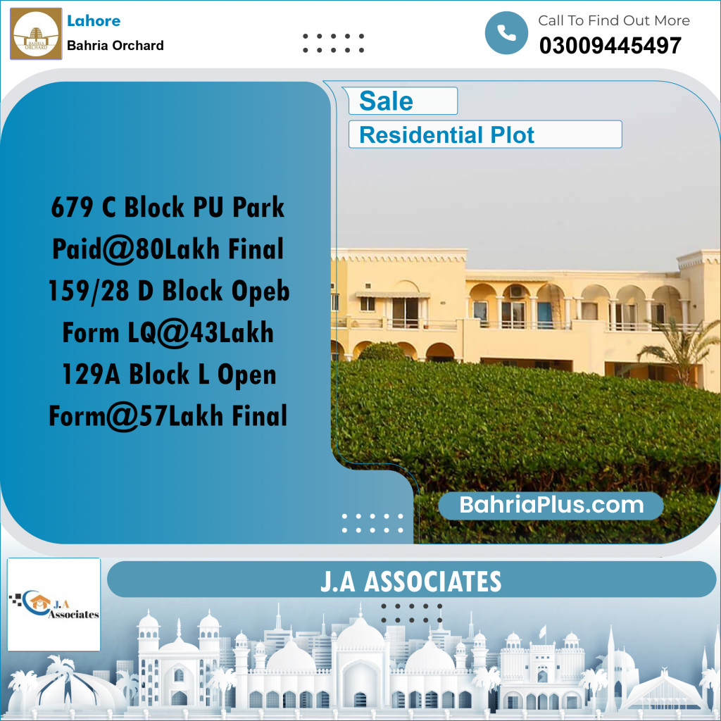 5 Marla Residential Plot for Sale in Bahria Orchard, Lahore - (BP-357117)