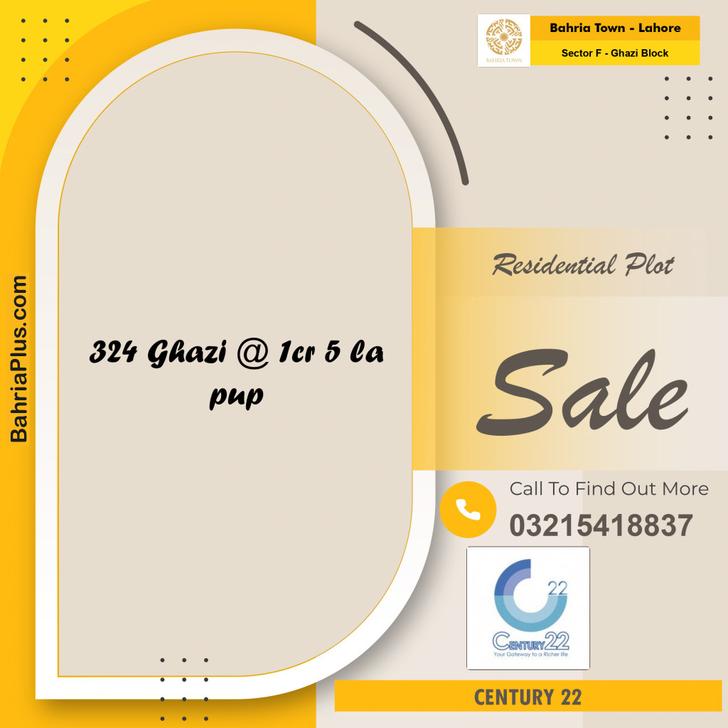 10 Marla Residential Plot for Sale in Sector F - Ghazi Block -  Bahria Town, Lahore - (BP-357121)