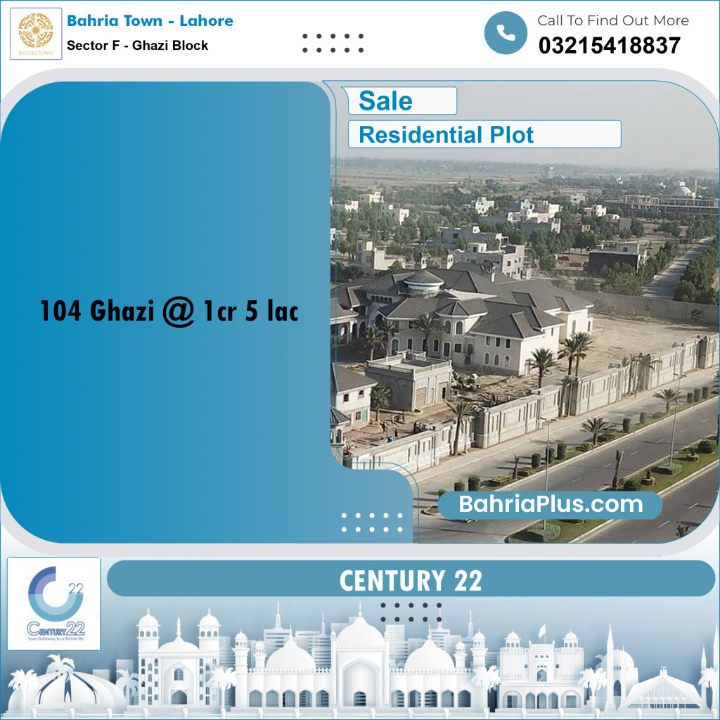10 Marla Residential Plot for Sale in Sector F - Ghazi Block -  Bahria Town, Lahore - (BP-357123)