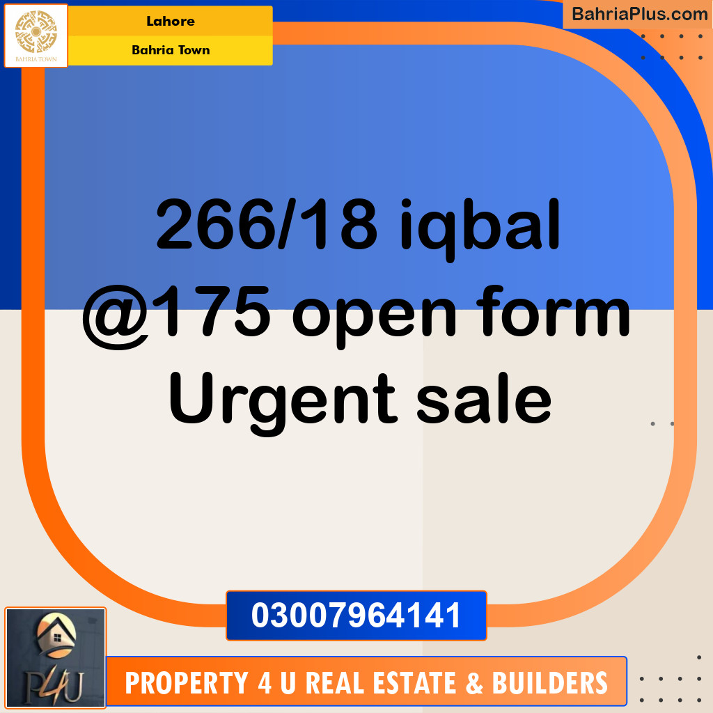 Residential Plot for Sale in Bahria Town, Lahore - (BP-357135)