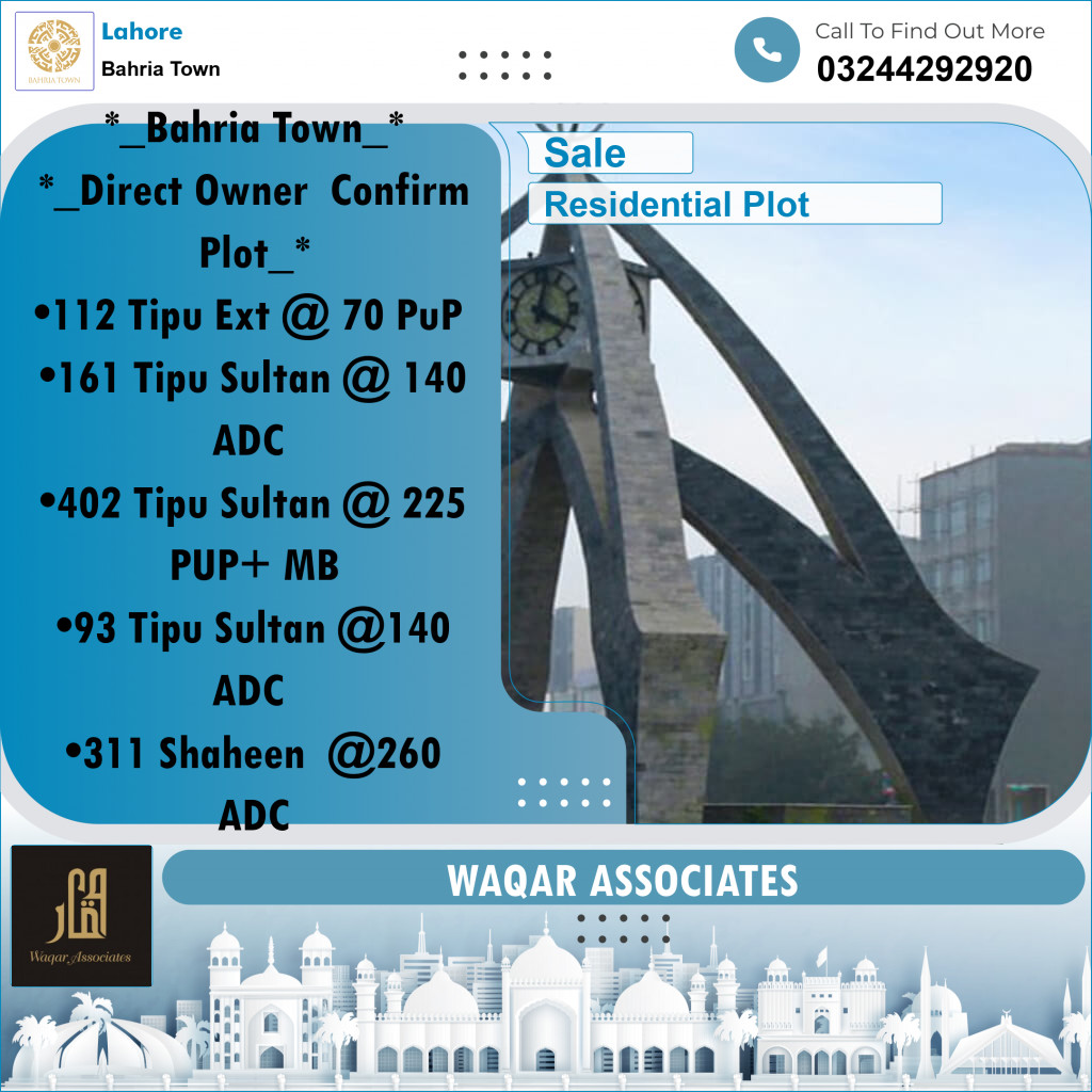 Residential Plot for Sale in Bahria Town, Lahore - (BP-357143)