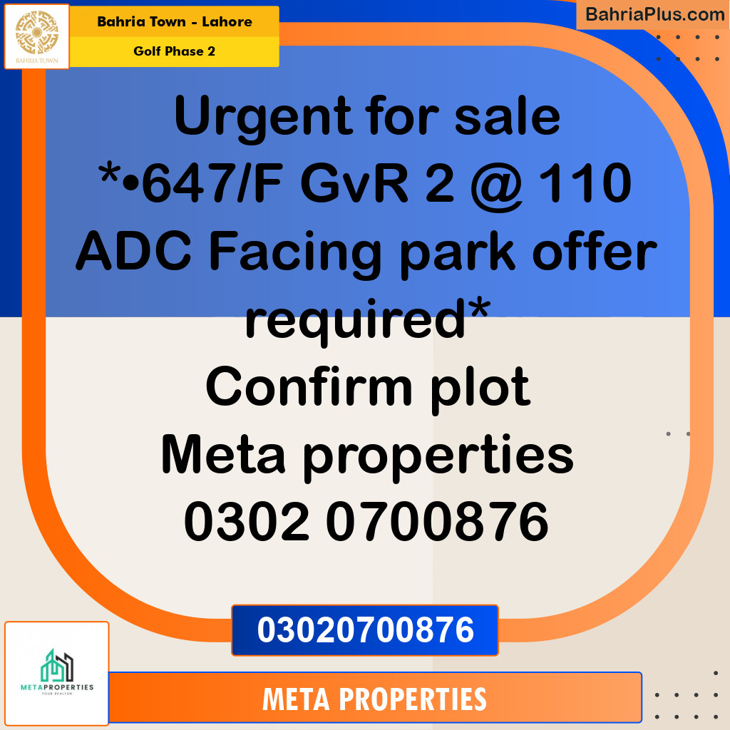10 Marla Residential Plot for Sale in Golf Phase 2 -  Bahria Town, Lahore - (BP-357187)