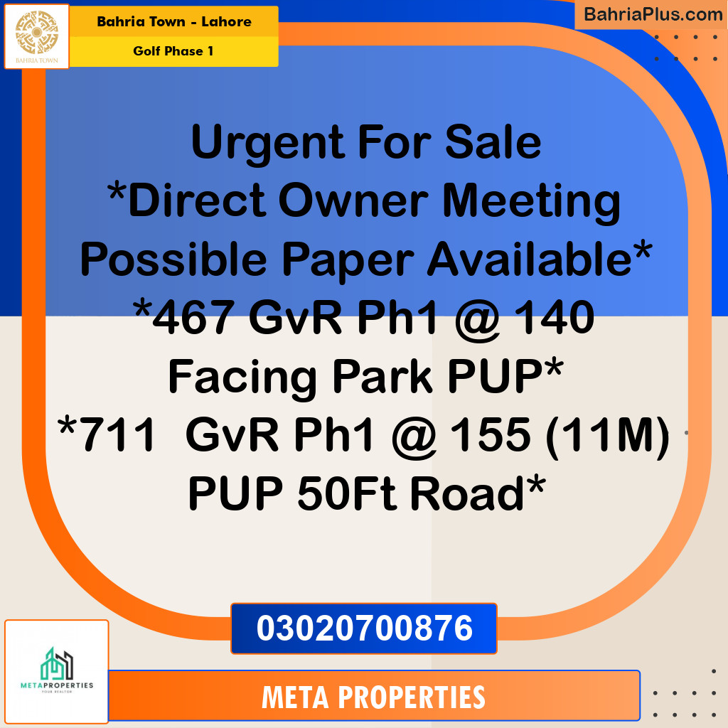 10 Marla Residential Plot for Sale in Golf Phase 1 -  Bahria Town, Lahore - (BP-357207)