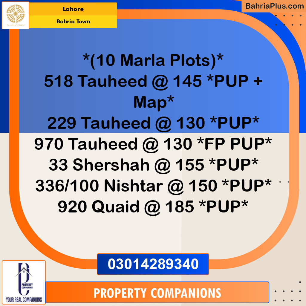 Residential Plot for Sale in Bahria Town, Lahore - (BP-357222)