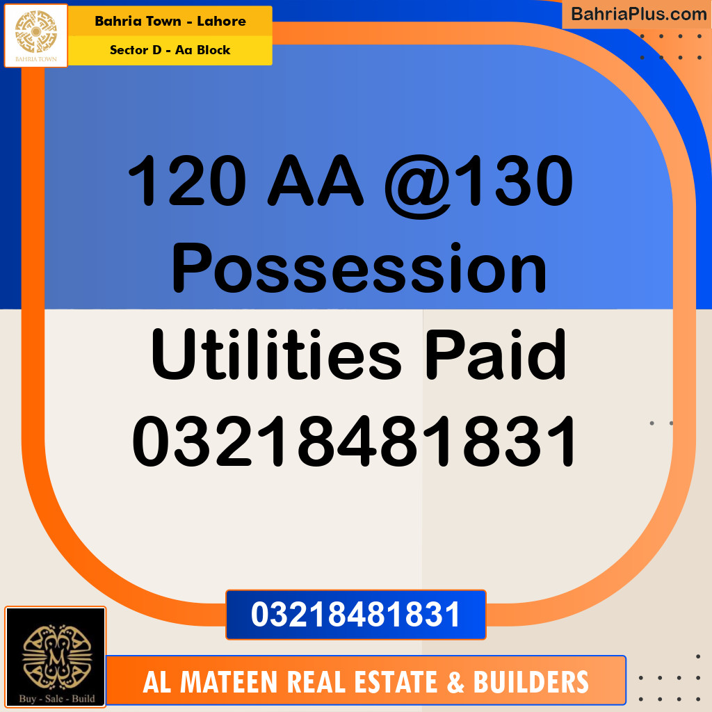 5 Marla Residential Plot for Sale in Sector D - AA Block -  Bahria Town, Lahore - (BP-357247)
