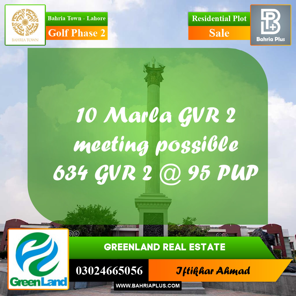 10 Marla Residential Plot for Sale in Golf Phase 2 -  Bahria Town, Lahore - (BP-357250)