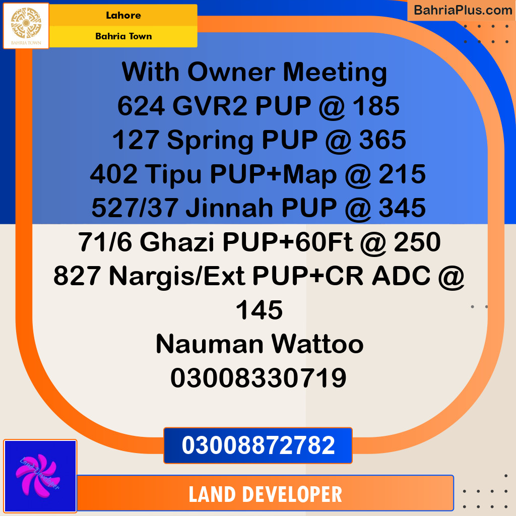 1 Kanal Residential Plot for Sale in Bahria Town, Lahore - (BP-357258)