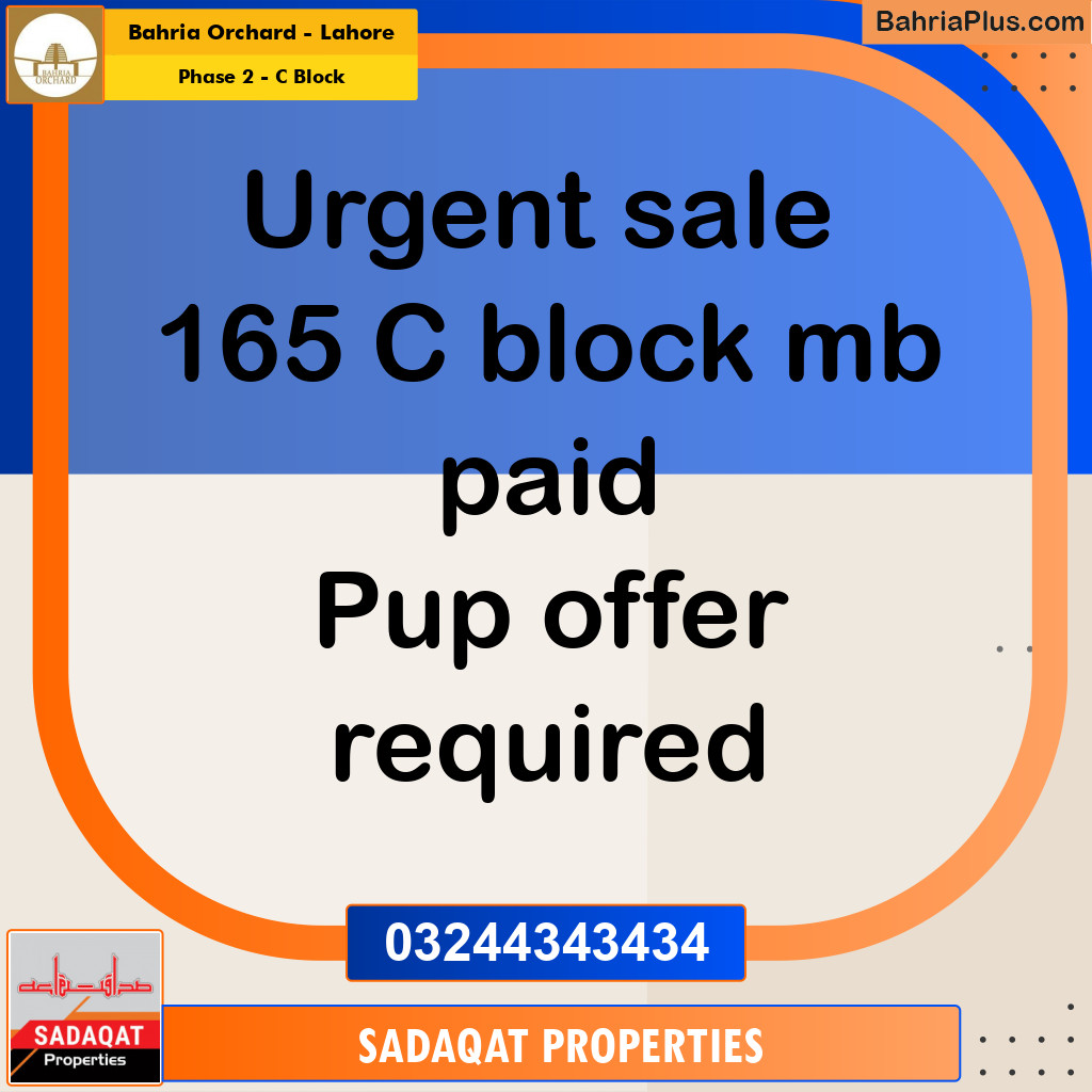 8 Marla Residential Plot for Sale in Phase 2 - C Block -  Bahria Orchard, Lahore - (BP-357282)