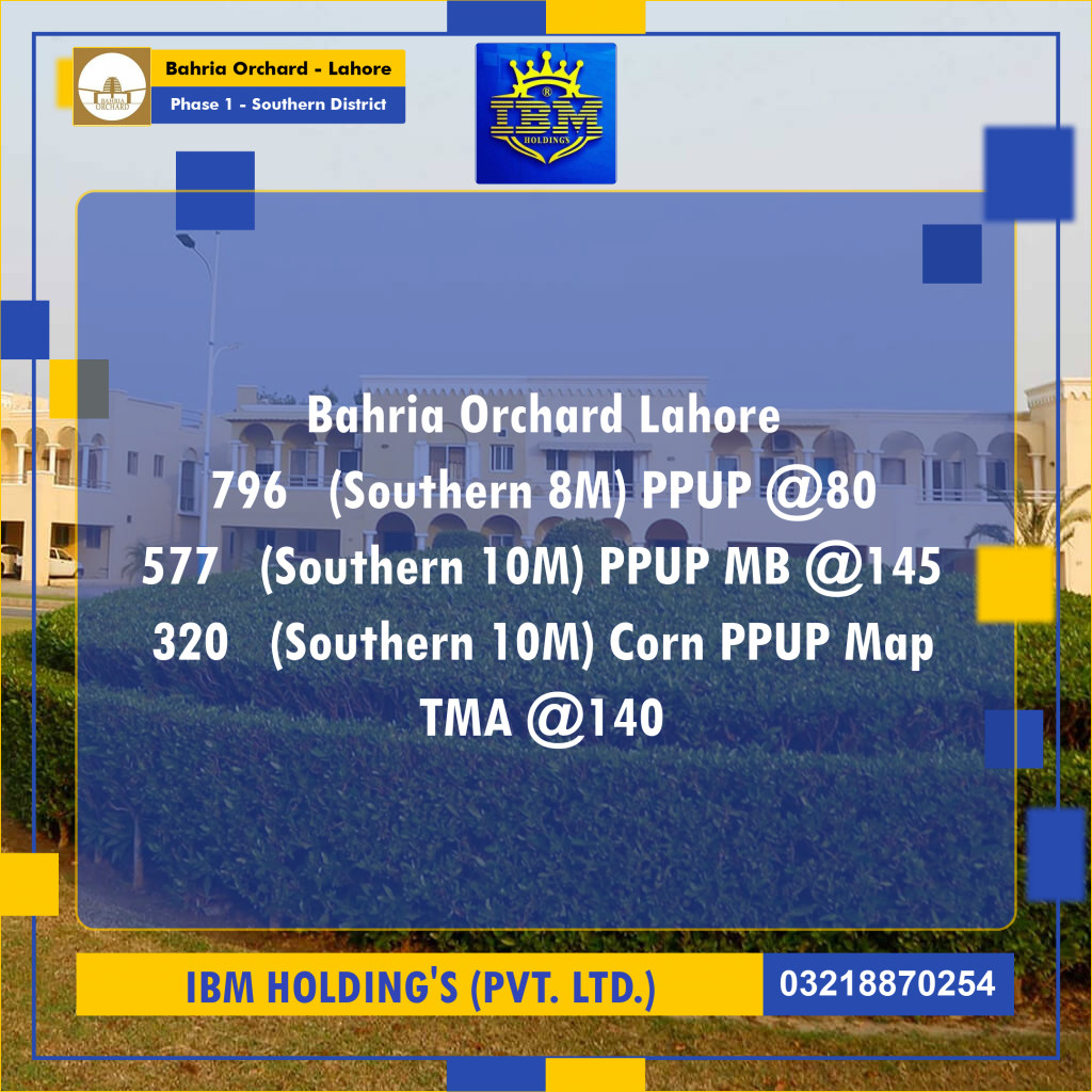 8 Marla Residential Plot for Sale in Phase 1 - Southern District -  Bahria Orchard, Lahore - (BP-357294)