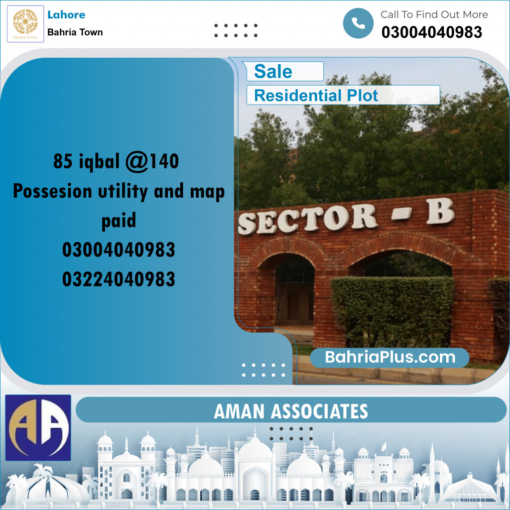 Residential Plot for Sale in Bahria Town, Lahore - (BP-357333)