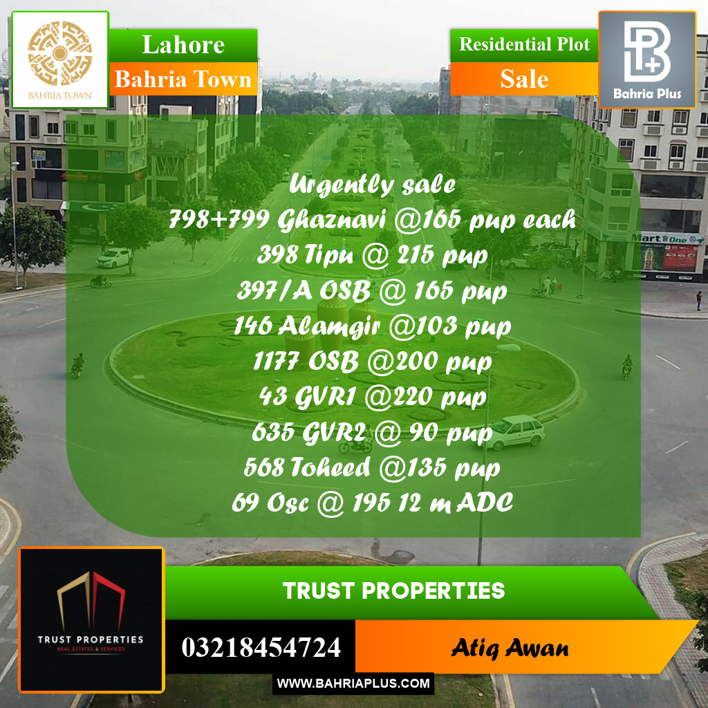 Residential Plot for Sale in Bahria Town, Lahore - (BP-357338)