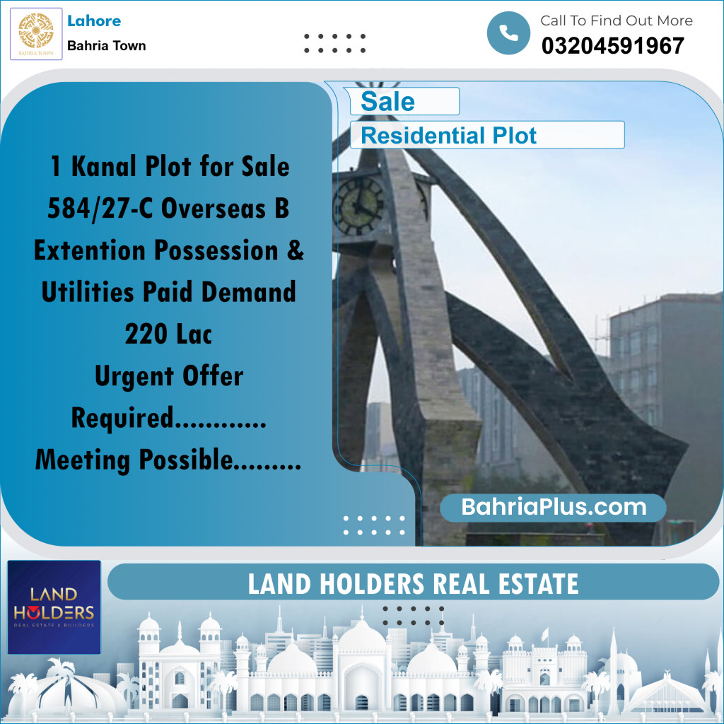 Residential Plot for Sale in Bahria Town, Lahore - (BP-357406)