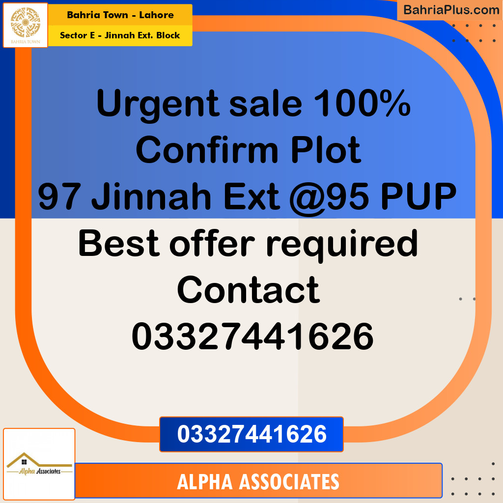 5 Marla Residential Plot for Sale in Sector E - Jinnah Ext. Block -  Bahria Town, Lahore - (BP-357451)