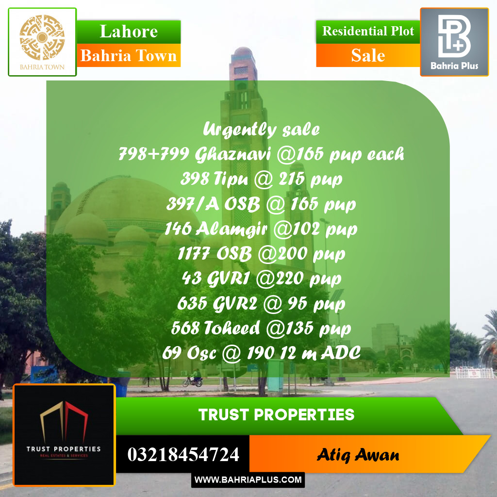 Residential Plot for Sale in Bahria Town, Lahore - (BP-357549)
