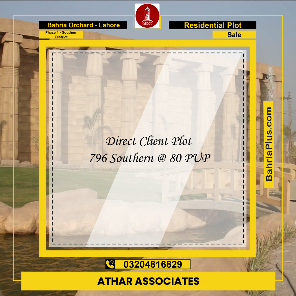 8 Marla Residential Plot for Sale in Phase 1 - Southern District -  Bahria Orchard, Lahore - (BP-357606)