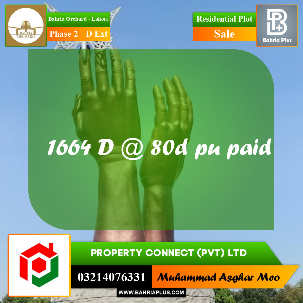 8 Marla Residential Plot for Sale in Phase 2 - D Ext -  Bahria Orchard, Lahore - (BP-357607)
