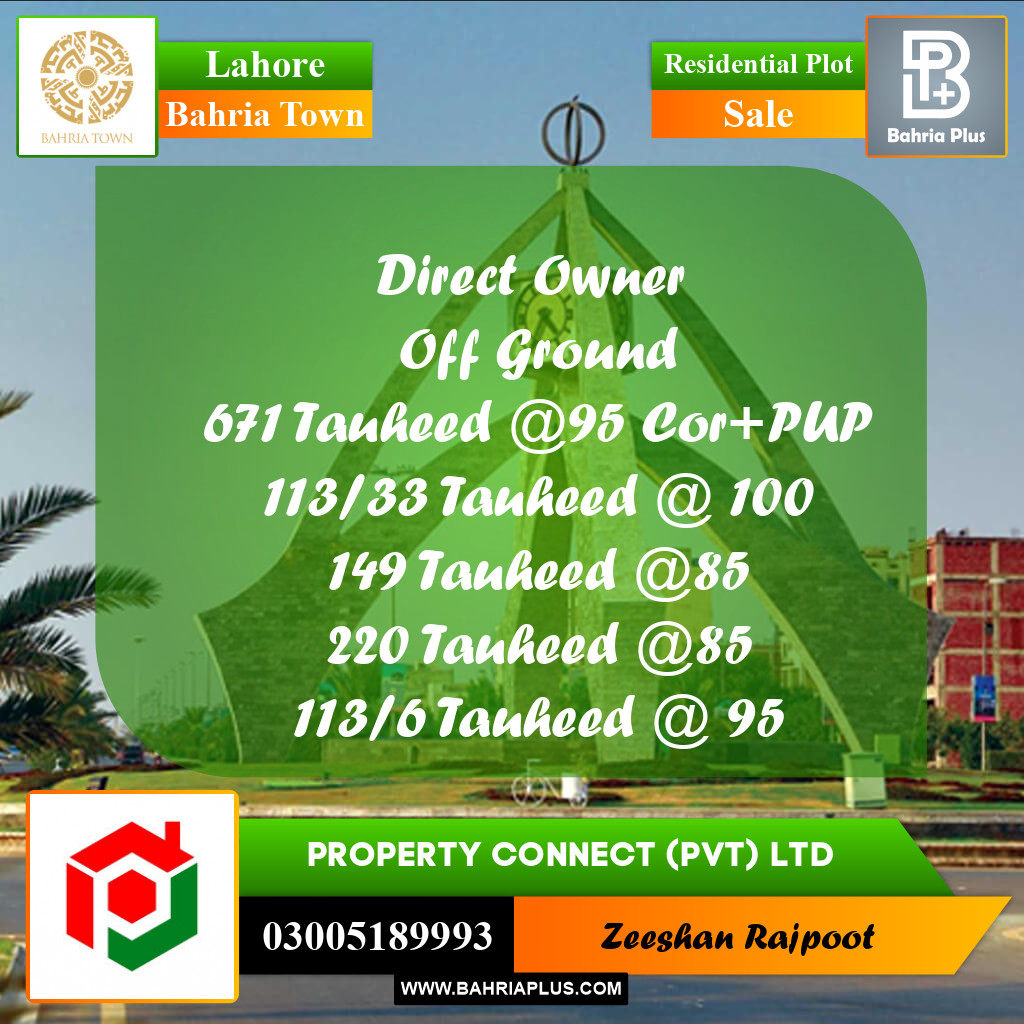 Residential Plot for Sale in Bahria Town, Lahore - (BP-357623)
