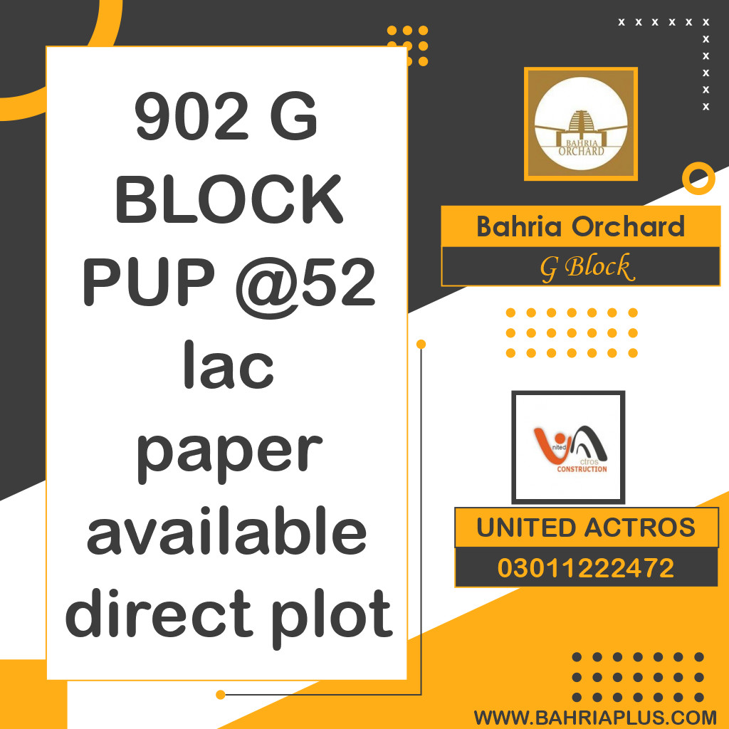5 Marla Residential Plot for Sale in Phase 2 - G Block -  Bahria Orchard, Lahore - (BP-357625)