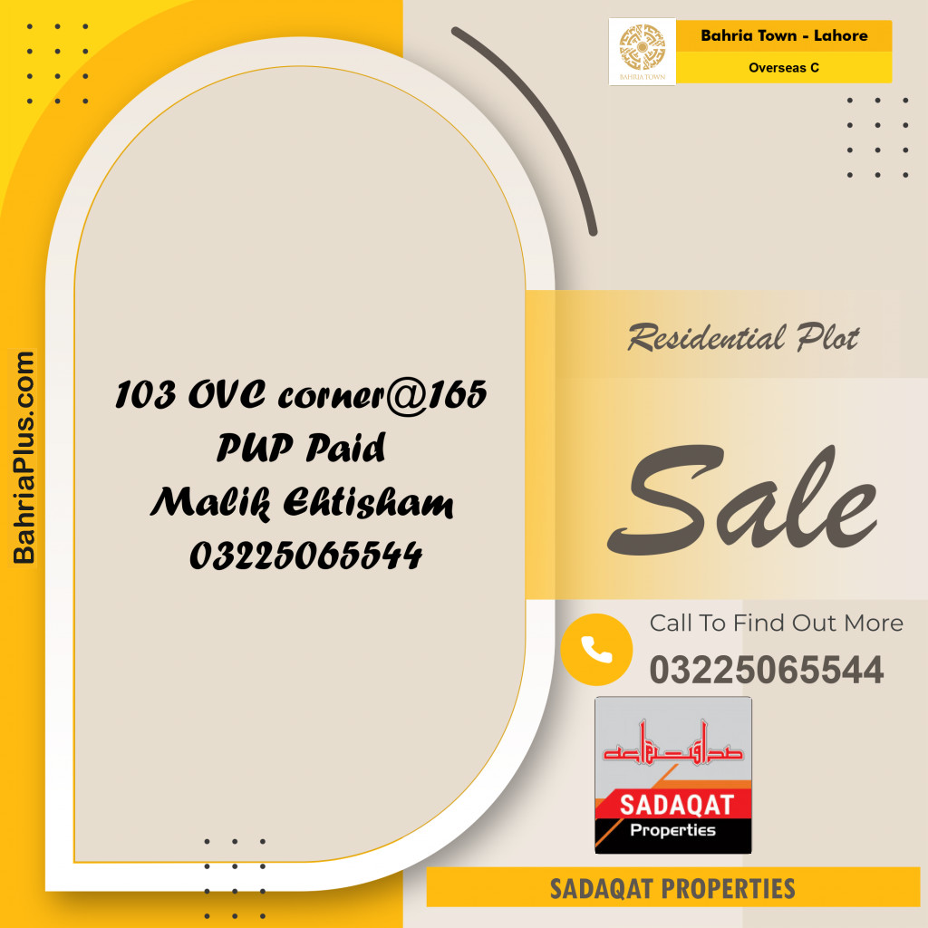 10 Marla Residential Plot for Sale in Overseas C -  Bahria Town, Lahore - (BP-357641)