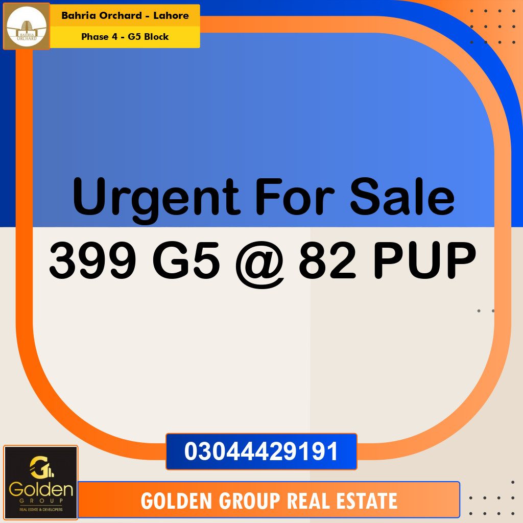 10 Marla Residential Plot for Sale in Phase 4 - G5 Block -  Bahria Orchard, Lahore - (BP-357647)