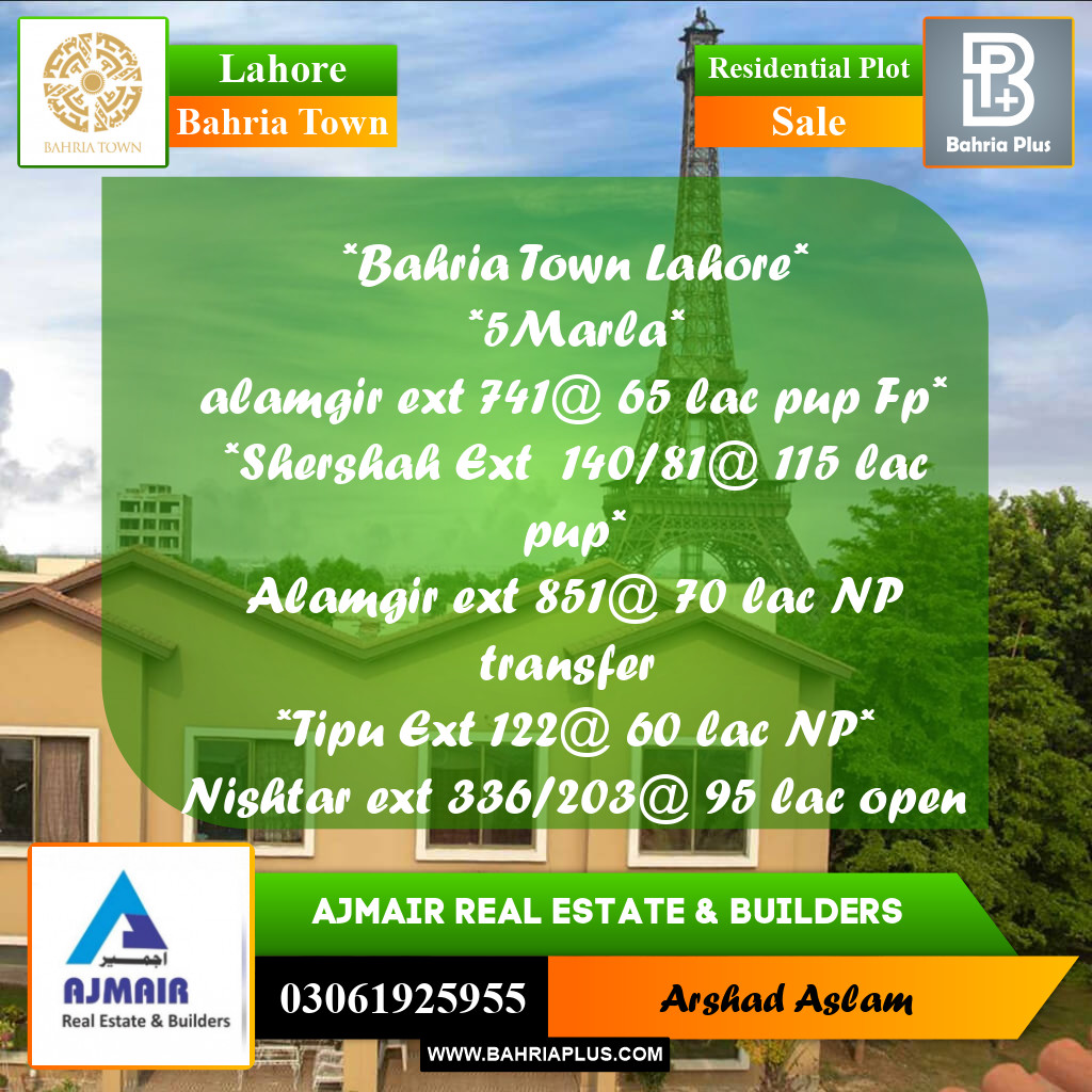 Residential Plot for Sale in Bahria Town, Lahore - (BP-357663)