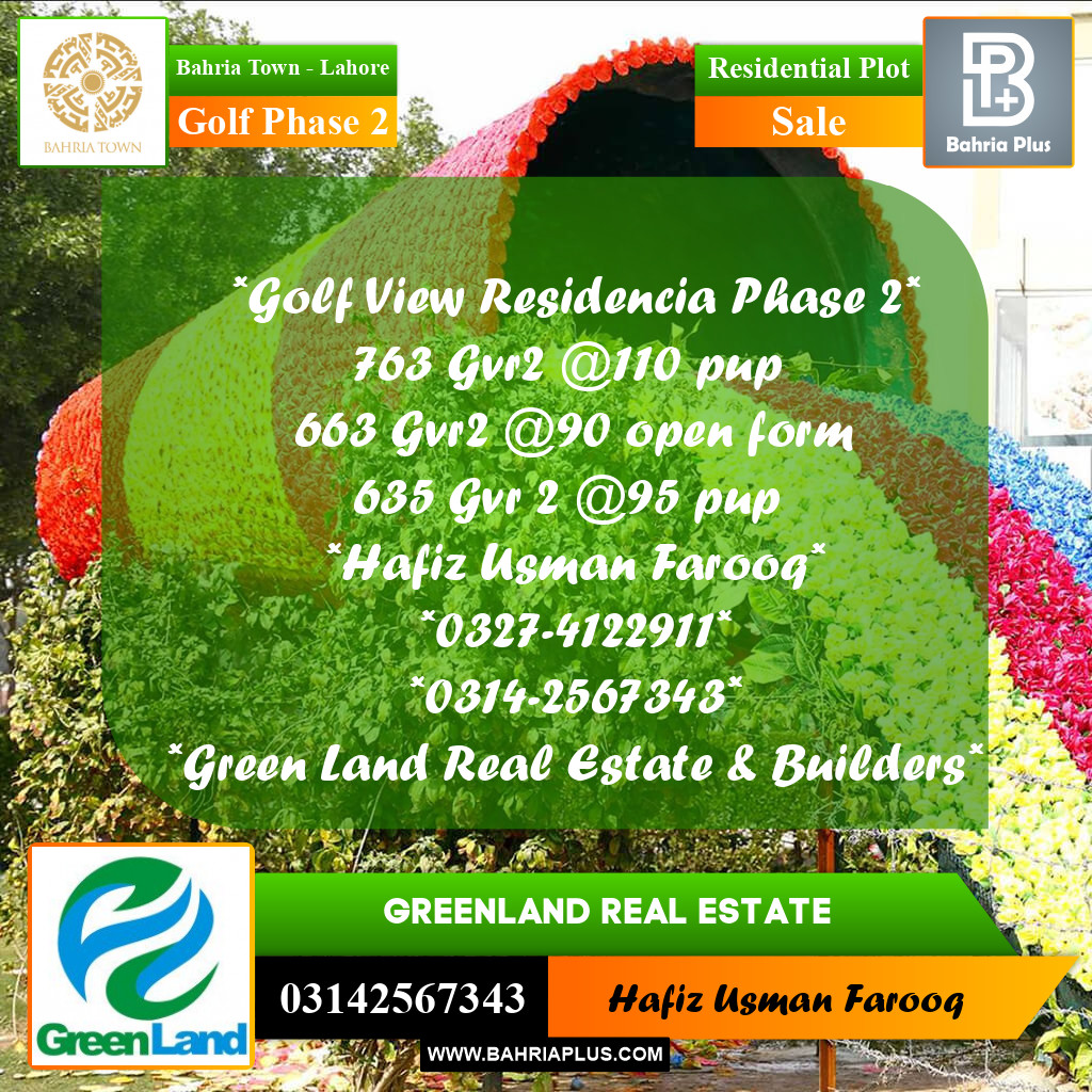 10 Marla Residential Plot for Sale in Golf Phase 2 -  Bahria Town, Lahore - (BP-357667)