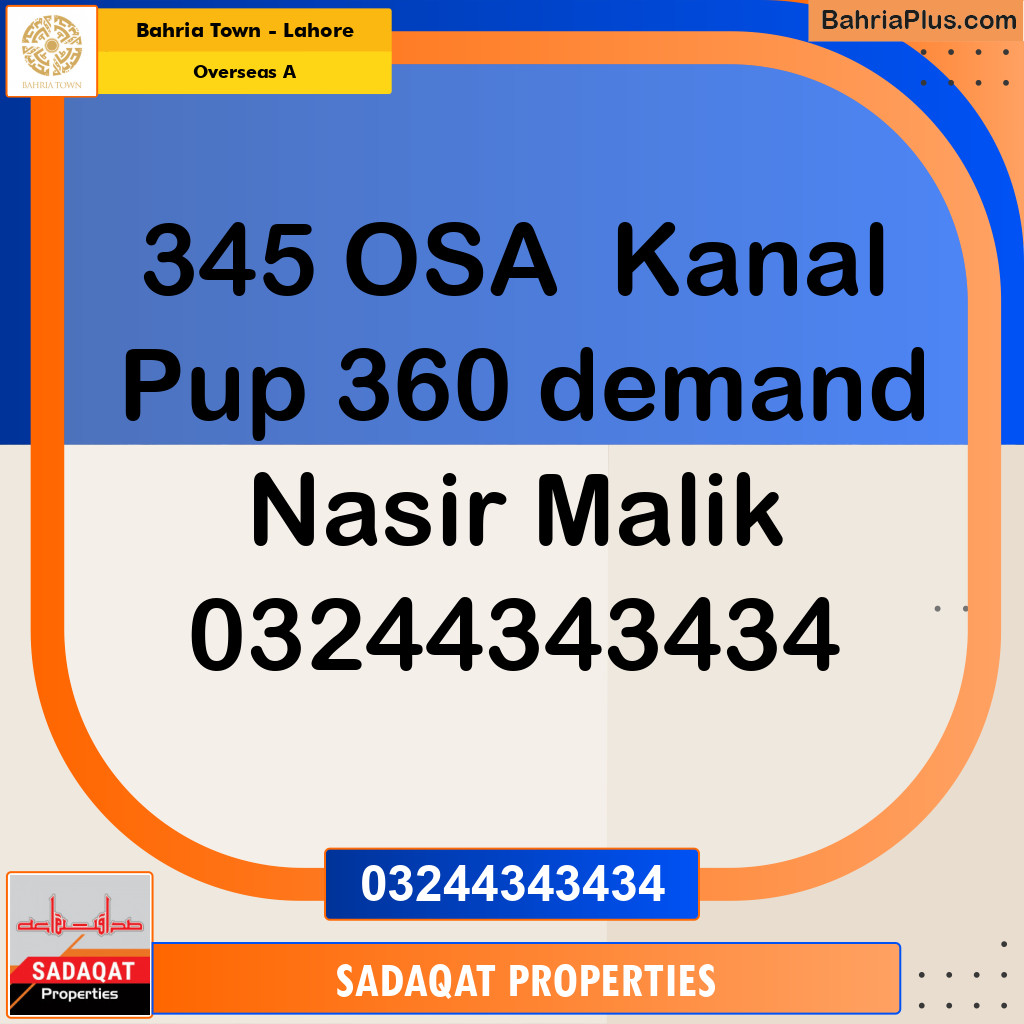 1 Kanal Residential Plot for Sale in Overseas A -  Bahria Town, Lahore - (BP-357680)
